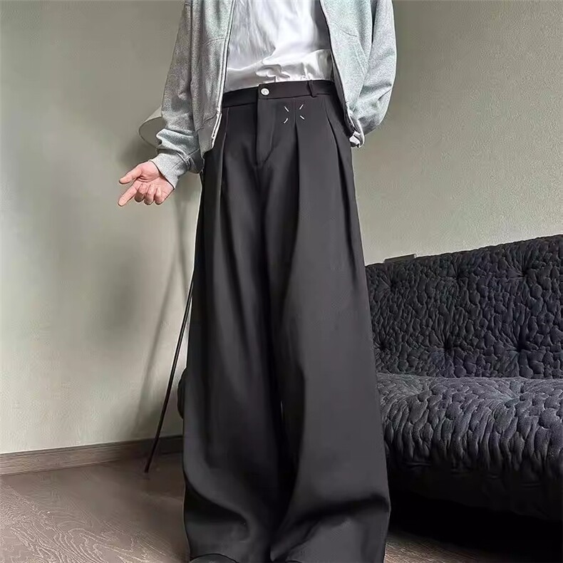 JY769-P37高级感宽松阔腿裤直筒垂感拖地长裤,男装休闲裤,星座1501-3