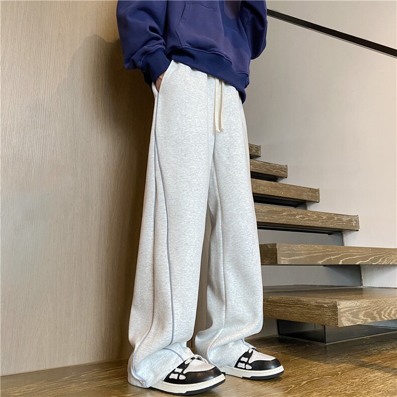 抖音品质秋季新款潮拼接反光条宽松休闲卫裤B315-K112-特p40控78,男装休闲裤,电商B315