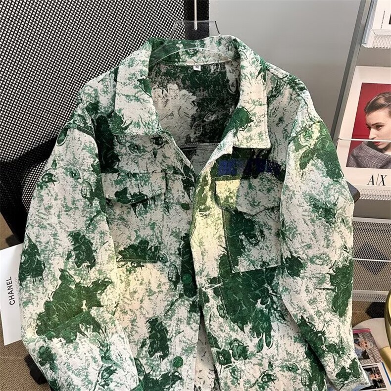 美式秋冬款潮牌提花刺绣工艺翻领夹克男士宽松休闲情侣工装外套,男装夹克,星座1013