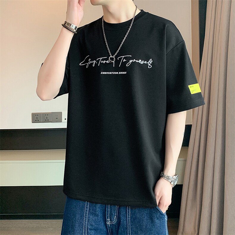 冰氧仿短袖店主风夏季休闲百搭字母印花男上衣TC3152-P22控48,男装T恤,星座717