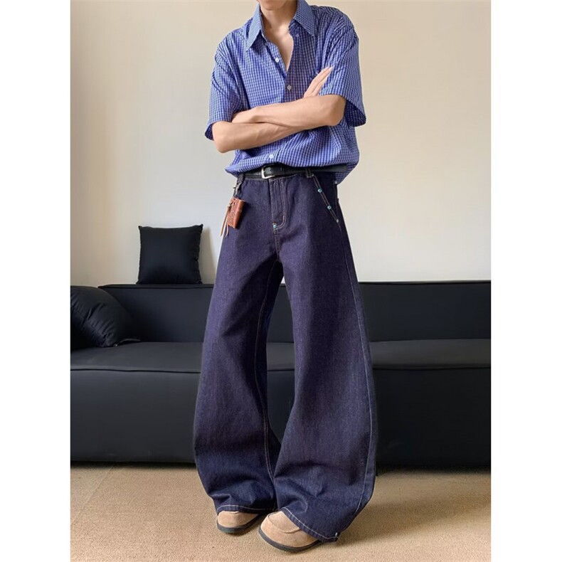 直筒牛仔裤2026新款宽松阔腿裤子7011P53,男装牛仔裤,星座410-2
