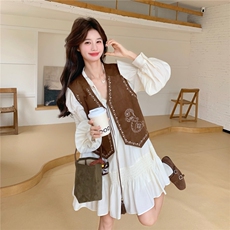 【新品】连衣裙+波西米亚刺绣马甲套装W677P185K298，女装套装/套裙，2C209