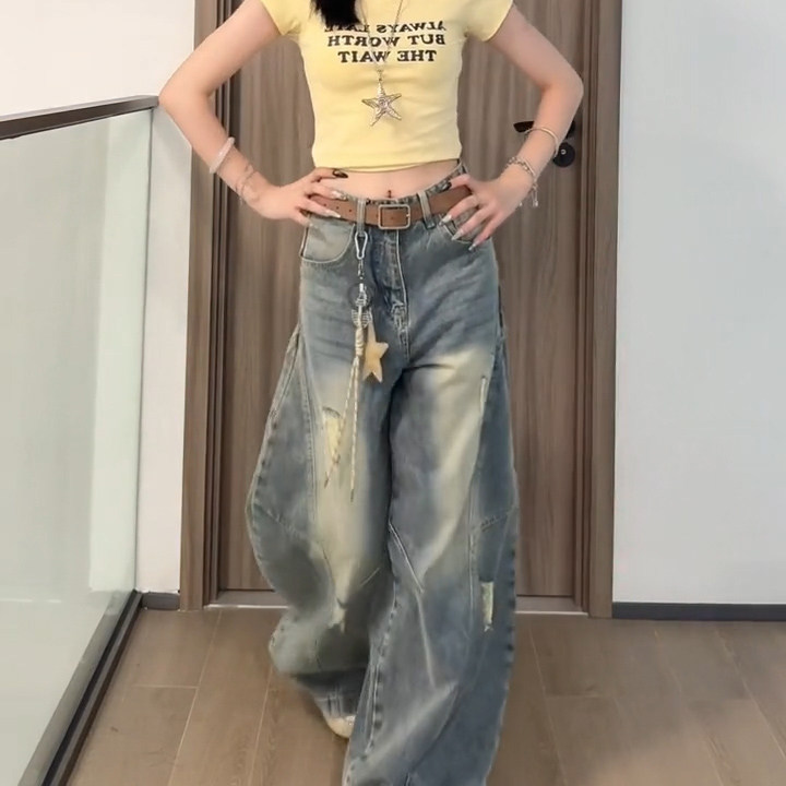 宽松牛仔裤男女同款长裤A47-P50,男装牛仔裤,电商D312