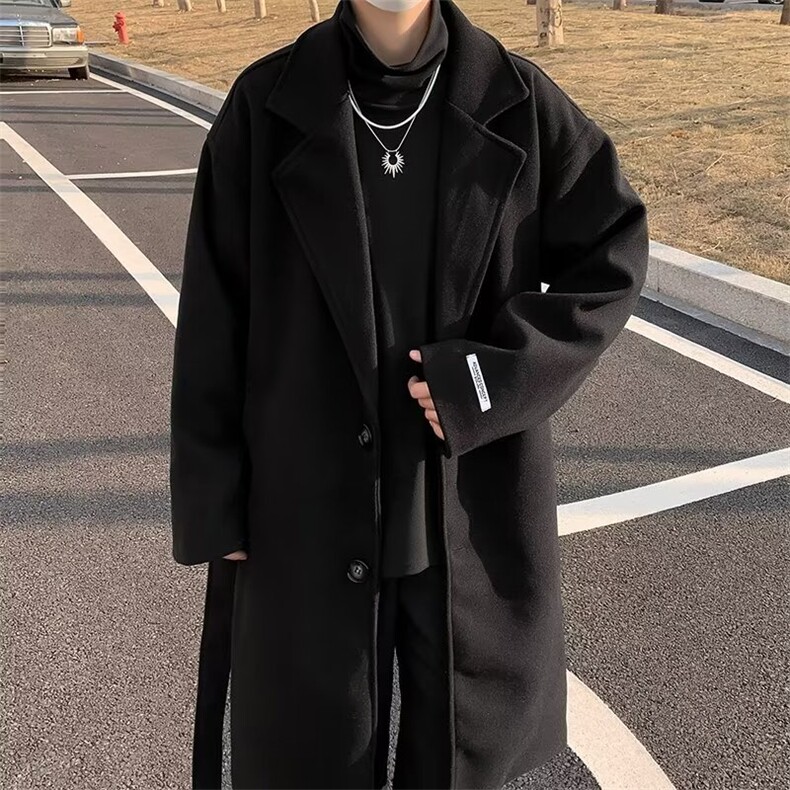 秋冬季新款毛呢大衣男士韩版潮流港风中长款风衣 M8150 P80图片