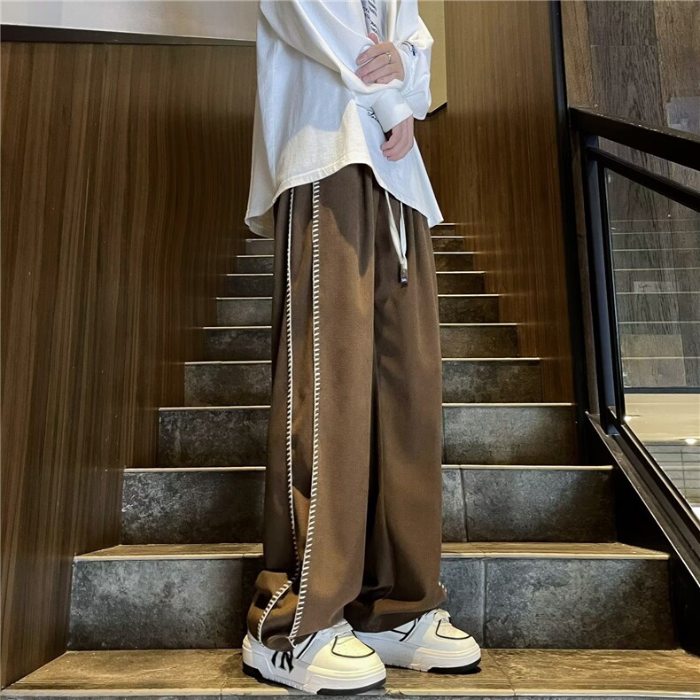 美式灯芯绒运动裤春秋直筒宽松阔腿休闲裤裤子设计感小众CB14-P38,男装休闲裤,星座1109-3