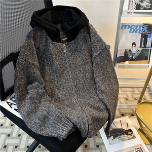 灰色连帽开衫毛衣男秋冬潮牌cleanfit针织外套 M8904-P65图片