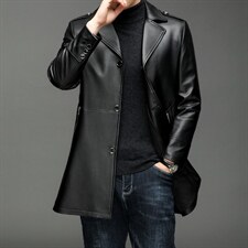 X19055秋冬新款海宁皮衣男士中长款绵羊皮夹克西装领P810，男装皮衣，电商B360