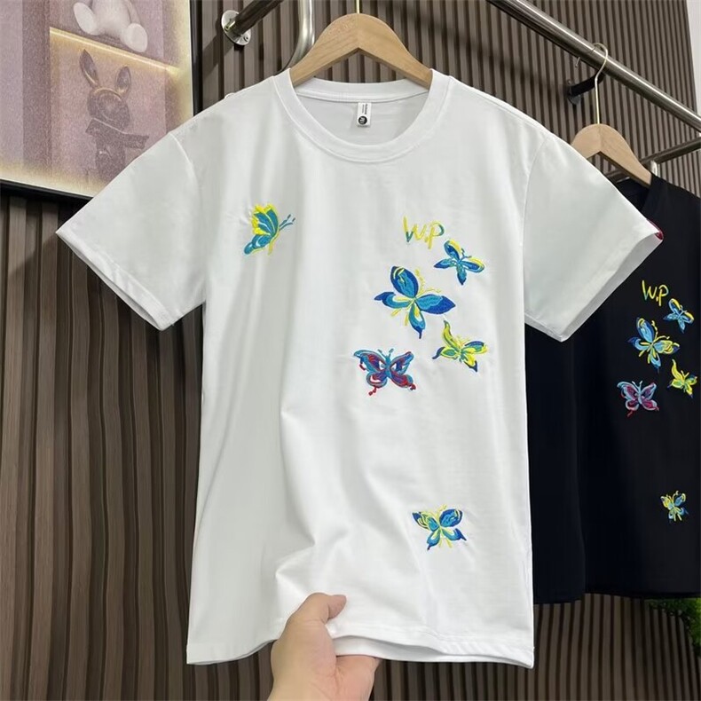 短袖T恤男美式宽松大码潮牌潮流百搭运动夏新款刺绣体恤上衣圆领,男装T恤,星座1013