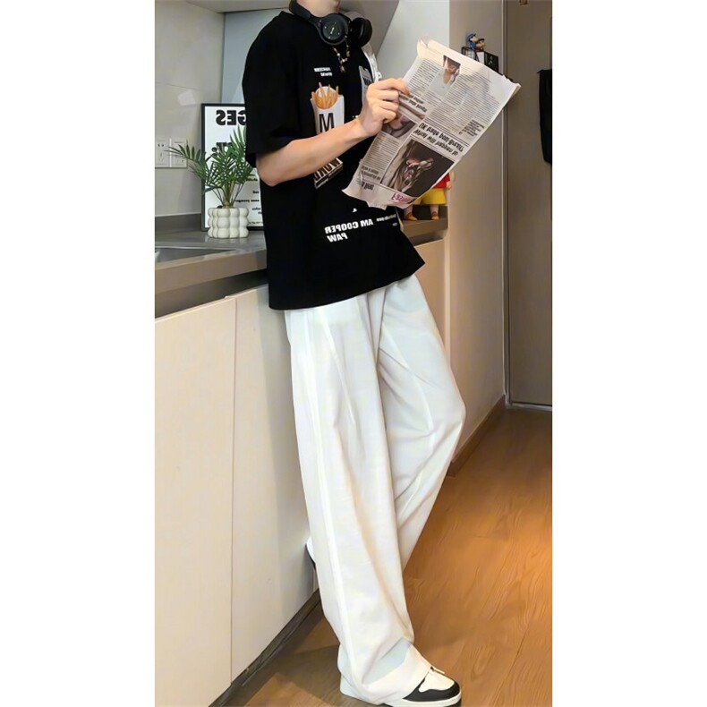 夏季薄款宽松百搭显瘦阔腿裤，A061-AX10004-特P40-视频截图,男装休闲裤,电商A061