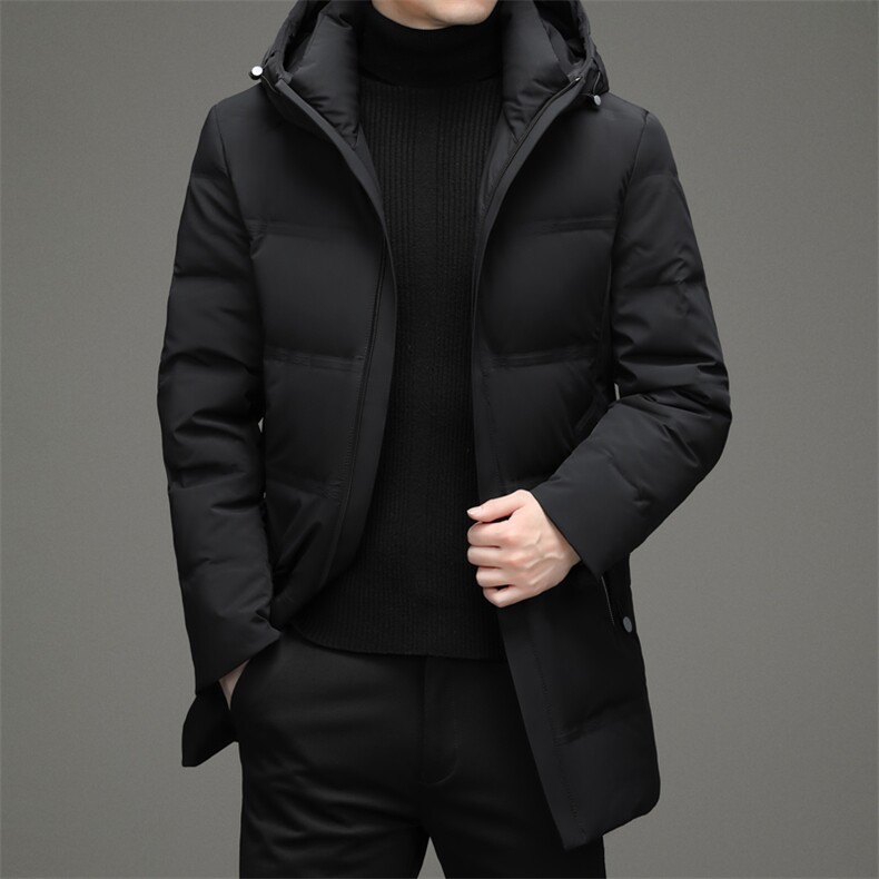 2023冬季新款中长款羽绒服爸爸装加厚连帽纯色外套DFLDY1013-P315,男装羽绒服,电商B212（原钱塘6029）