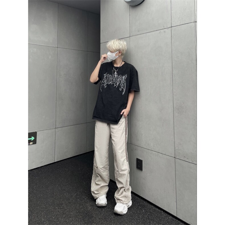【网图有货】三条杠条纹织带裤子夏季直筒速干运动裤K22LL-特P40,女装休闲裤,星座1007（原301D）