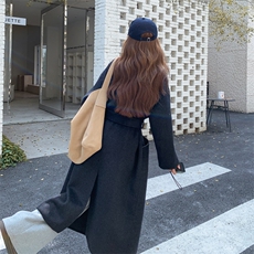 现货新款韩范中长款过膝双面羊绒大衣小个子高端毛呢外套女装，女装毛呢外套，韩然一族