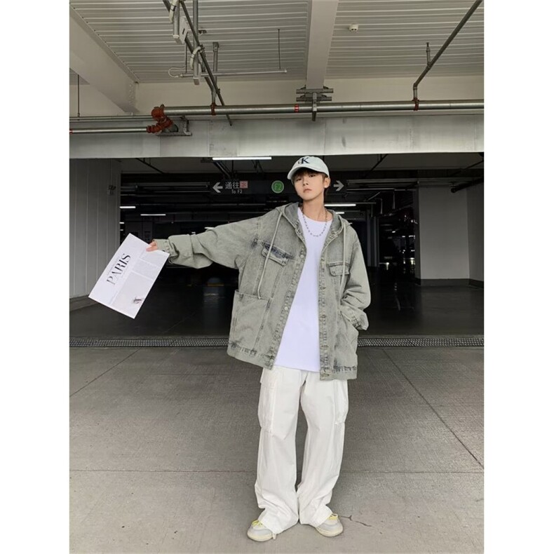 高街ins痞帅牛仔夹克外套男宽松连帽外套1001-1-N1226-P70,男装夹克,星座1001-1