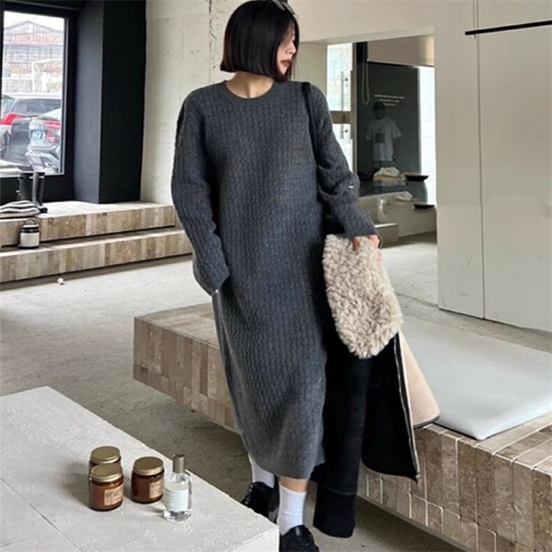 时尚百搭秋冬保暖高级感毛衣连衣裙休闲风,女装连衣裙,珍珑羊绒