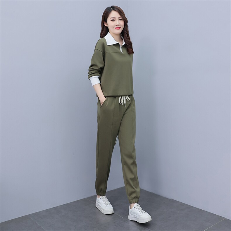 专柜撤柜精品女装高端尾货牛货2023新款翻领长袖休闲运动撞色，女装运动套装，凯瑟曼