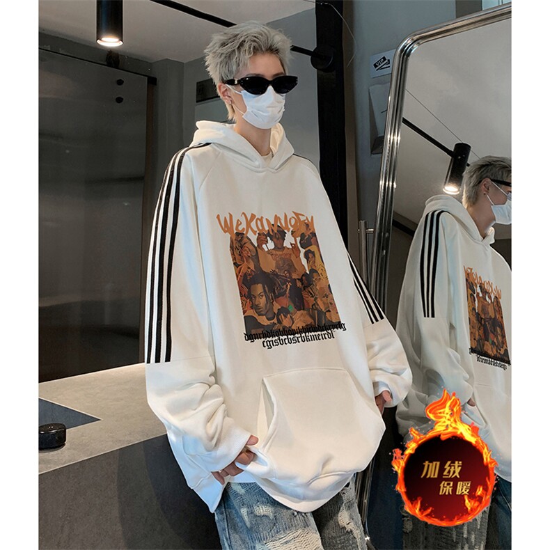 抖音得物供货提供视频秋冬重磅美式宽松织带连帽卫衣0431,男装卫衣,电商A486