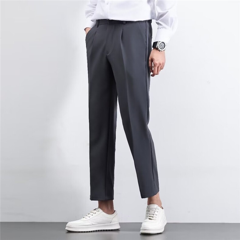 直筒西裤男夏季薄款九分冰丝裤子速干西装休闲裤男F00，男装西服套装，星座1116A-2（原606A-1）