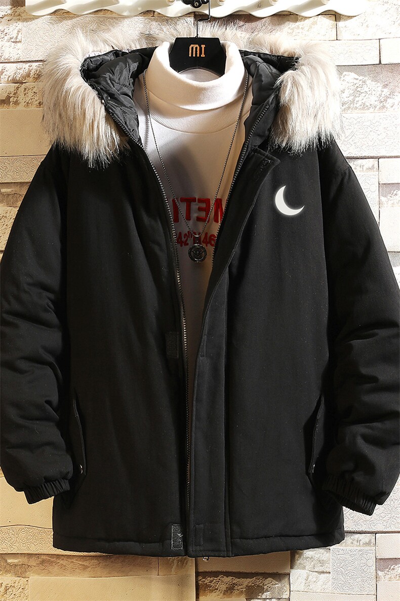 MM48055-P130冬季大毛领衣男士大码加厚袄男服砖墙挂拍,男装棉衣,电商A040A