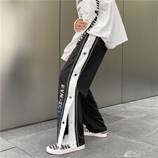 韩版直筒排扣开叉运动裤九分裤哈伦裤春秋季港风休闲裤K1393-P38，男装休闲裤，星座512-4