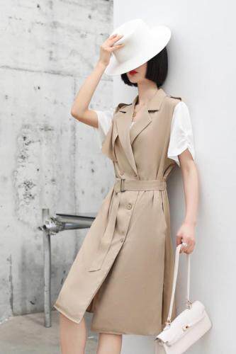 夏季新款腰带设计连衣裙，女装连衣裙，格格依恋