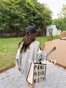 拼色印花立领开衫图片