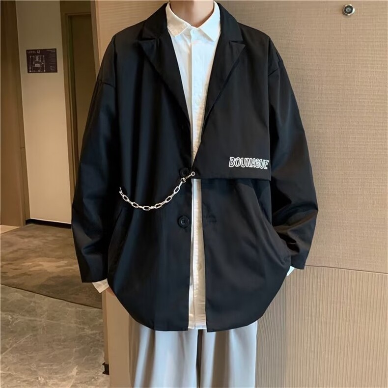 2022秋季三粒单排扣长袖上衣男平驳领纯色设计感外套W6147-P55,男装西服,星座512-2