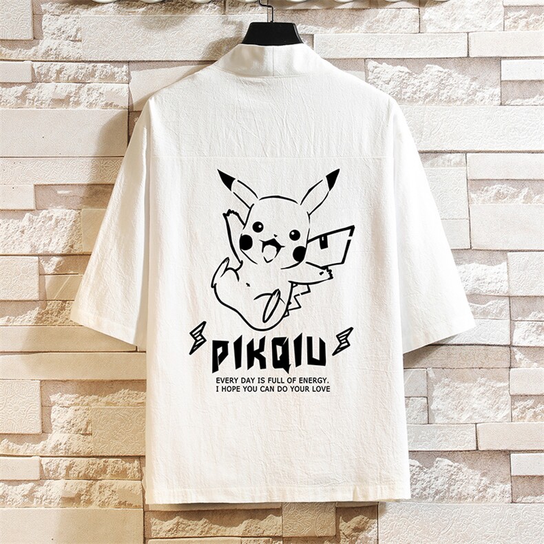 HF59078-P40风汉服男开衫外套七分袖道袍 砖墙挂拍图片
