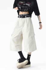 Q7636-夏季宽松工装洗褪色休闲7分短裤(P55X85)2，男装牛仔裤，电商C315