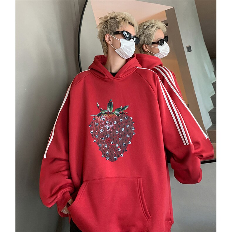 抖音得物供货提供视频秋冬重磅美式宽松织带连帽卫衣0437,男装卫衣,电商A486