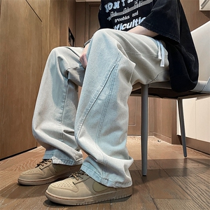 复古牛仔裤男女美式ins高街小众百搭休闲长裤痞帅直筒裤10811-P45图片