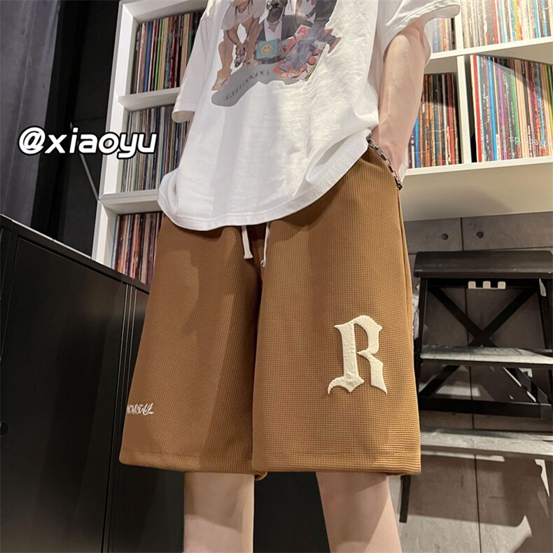 华夫格休闲短裤男夏季美式高街潮牌oversize运动百搭五分宽松裤子,男装休闲裤,星座512A（原616）