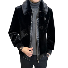 主推冬加厚仿皮草男时尚保暖爸爸装翻领商务夹克外套ZX8931-P235，男装夹克，星座1105-3