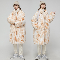 蓝色獭兔毛水貂绒大衣女中长款冬季加厚毛毛外套宽松毛茸茸仿皮草，女装风衣，尚羽泽网红店