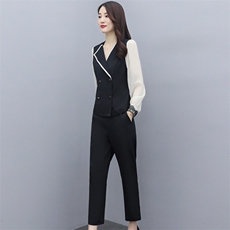 2021年春秋季收腰不规则套装小西装两件套修身显瘦气质优雅时尚，女装套装/套裙，尚洛菲