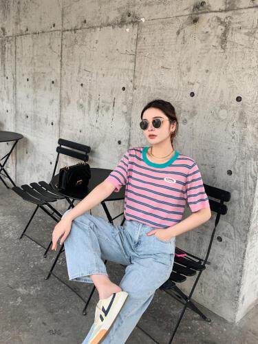 靓丽彩条针织衫，女装，丽薇塔