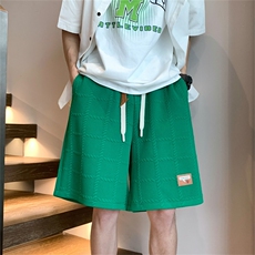 抖音品质美式复古小菠萝格复合运动休闲短卫裤五分裤DWK2310-P35，男装牛仔裤，电商A028
