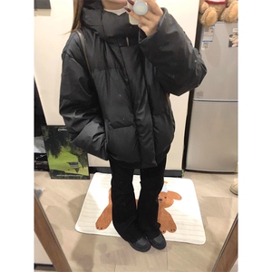 现货5W件冬季三防重磅boxy短款羽绒连帽PU皮棉衣外套防风加厚棉服图片