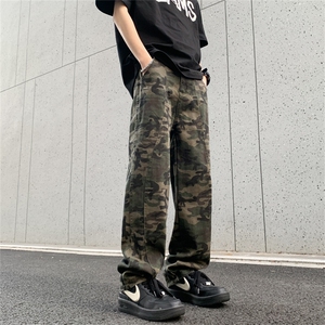 夏款男牛仔裤迷彩工装织带宽松直筒休闲长裤NK170 P50图片