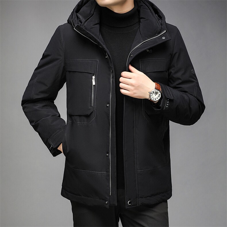 连帽羽绒服男2023冬季保暖休闲外套中年爸爸男羽绒服HPN2156-P320图片
