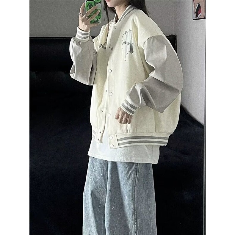 W10875-P68网图现货美式复古棒球服潮牌撞色拼接刺绣贴夹克外套,男装夹克,星座1608