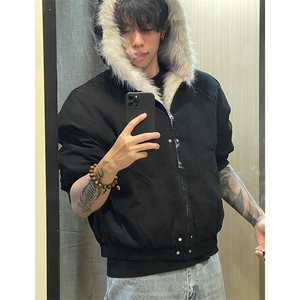 网图A2347P120-美式座山雕加绒加厚棉服男女秋冬宽松休闲棉衣