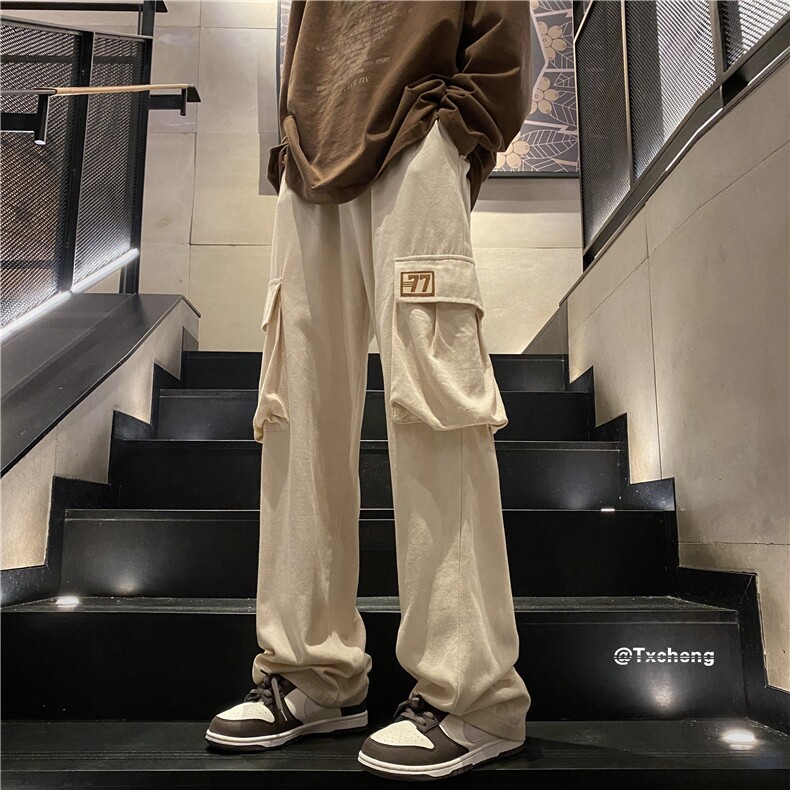 港风秋季新款大口袋工装裤INS宽松直筒休闲裤B315-K23396-p55控68,男装工装外套,电商B315