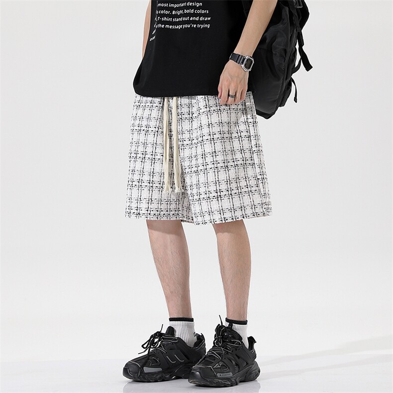 青年条纹外套短裤休闲宽松短袖小香风套装流行衬衫裤子男TP35,男装衬衫,电商A012
