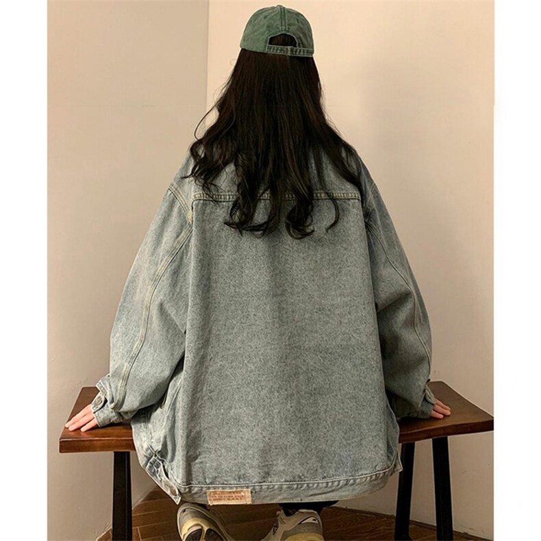 大码复古牛仔外套女春秋季2025新款美式棒球服夹克小个子宽松上衣,男装工装外套,星座506A