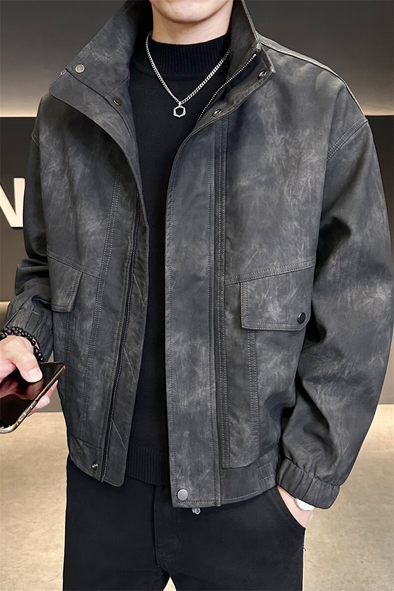 秋季新款皮衣夹克男时尚潮流外套帅气机车服上衣P1118-P155,男装夹克,电商A237