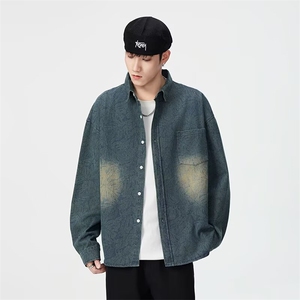 牛仔衬衫男款新款潮牌休闲翻领高级感痞帅外套3380 P57图片