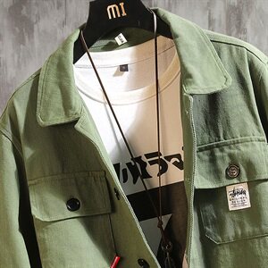 2021春秋季新大码日系水泥墙男潮牌休闲宽松夹克外套J957-P65图片