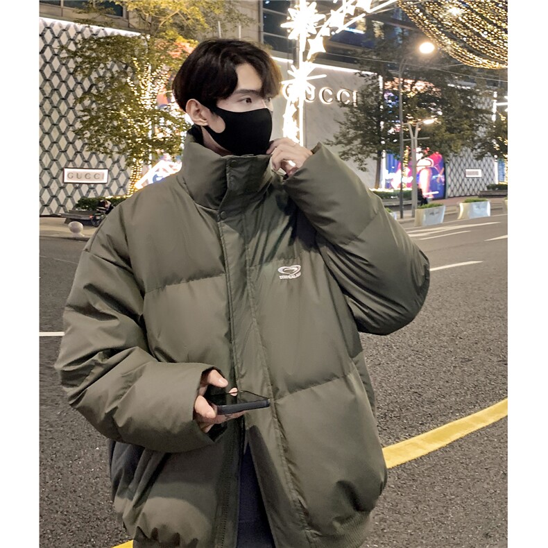 情侣冬装 港风PU软皮棉服刺绣logo棉衣休闲加厚外套男 G1103 P128图片
