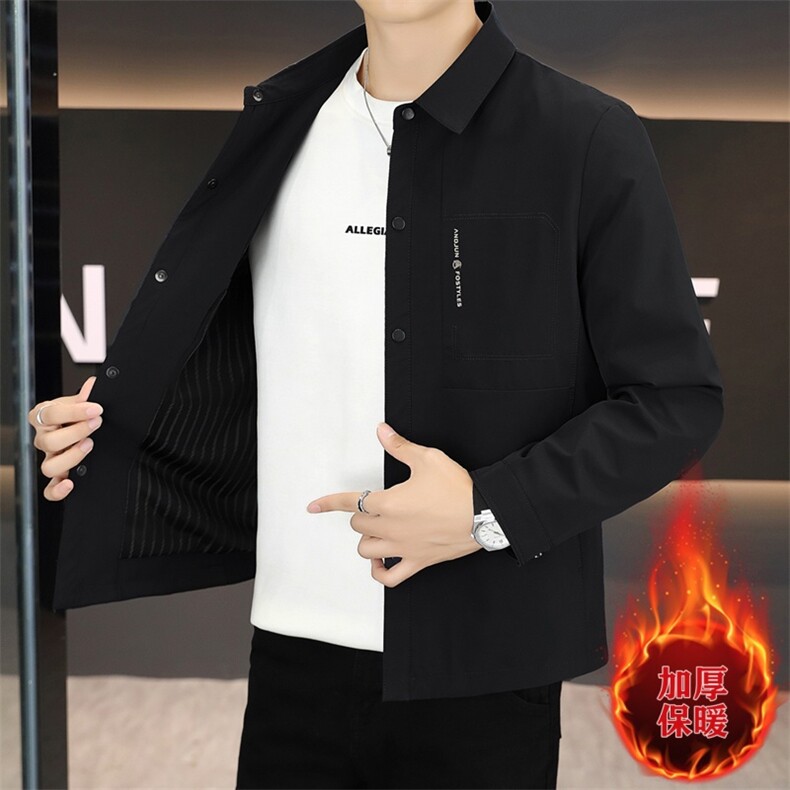 夹克男高品质翻领加棉加厚外套商务休闲青年上衣-加棉P130常规120,男装夹克,星座310B-3