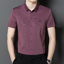 高档免烫衬衣专柜品质男无痕夏季冰丝短袖衬衫中青年纯色商务，男装衬衫，电商B212（原钱塘6029）